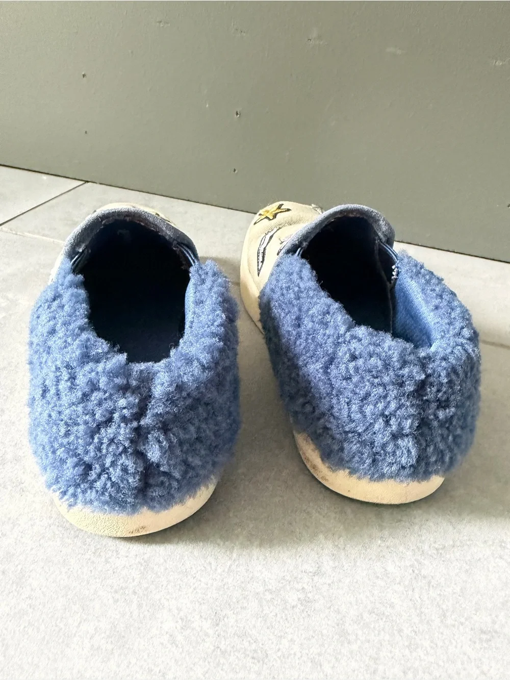 UGG Kids Patch It Slip-On Sneakers Bleach Denim Navy Sherling Colorful Patches 1